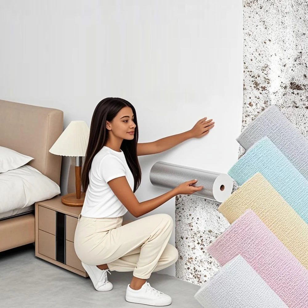 50cmx5m Linen Wallpaper Self-adhesive Waterproof Removable Wallpaper for Bedroom Livingroom Wall Decor