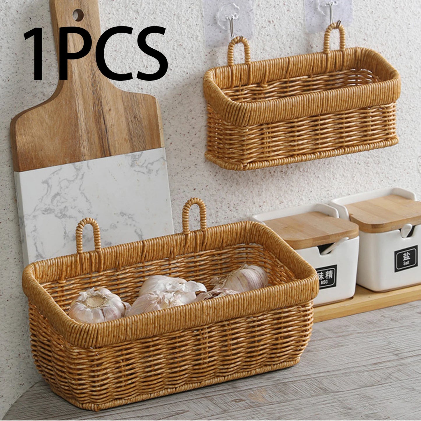 Storage Basket Wall Hanging Woven Basket Kitchen Vegetables Organzier Sundries Organizer Flower Plant Pot Storage Home Decor