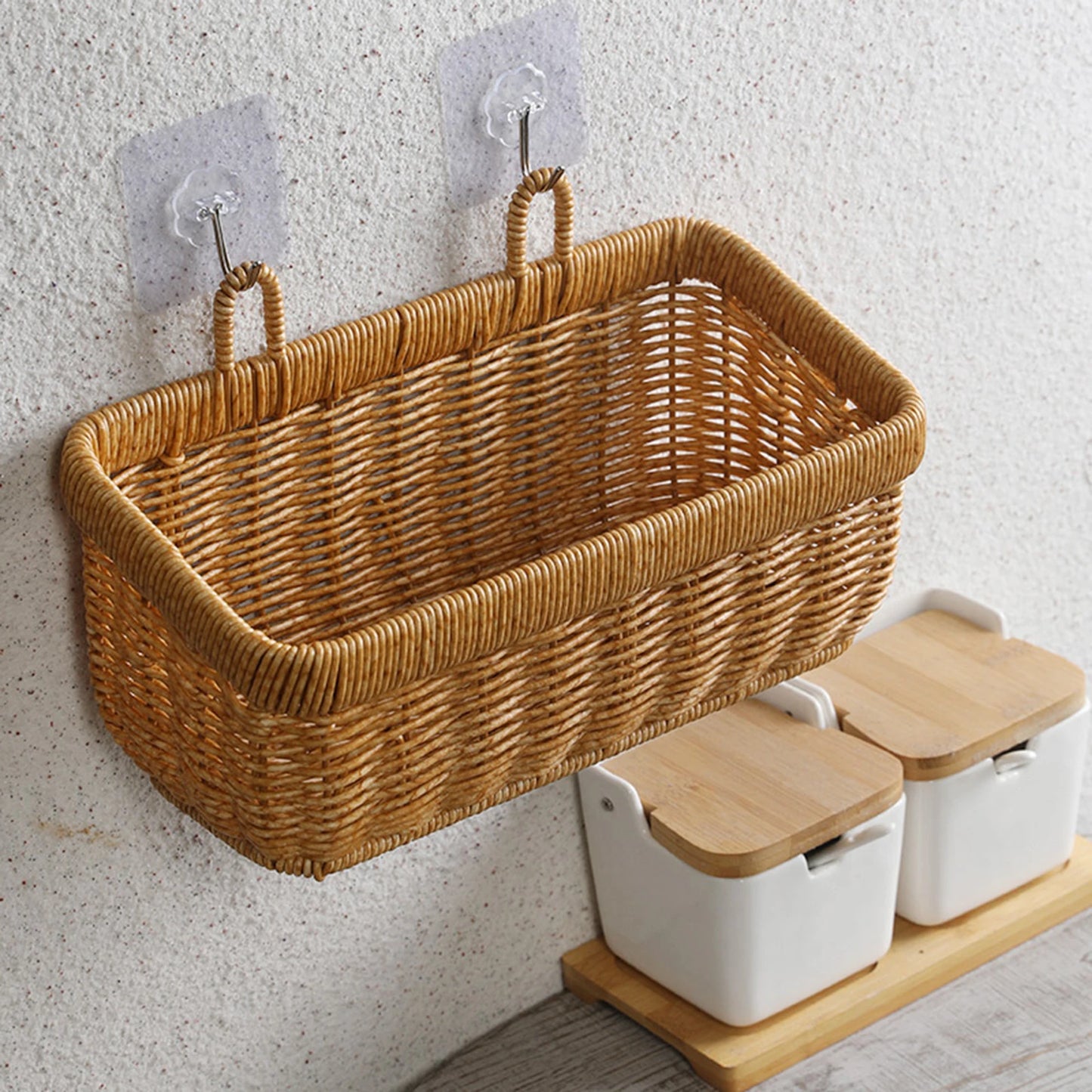 Storage Basket Wall Hanging Woven Basket Kitchen Vegetables Organzier Sundries Organizer Flower Plant Pot Storage Home Decor