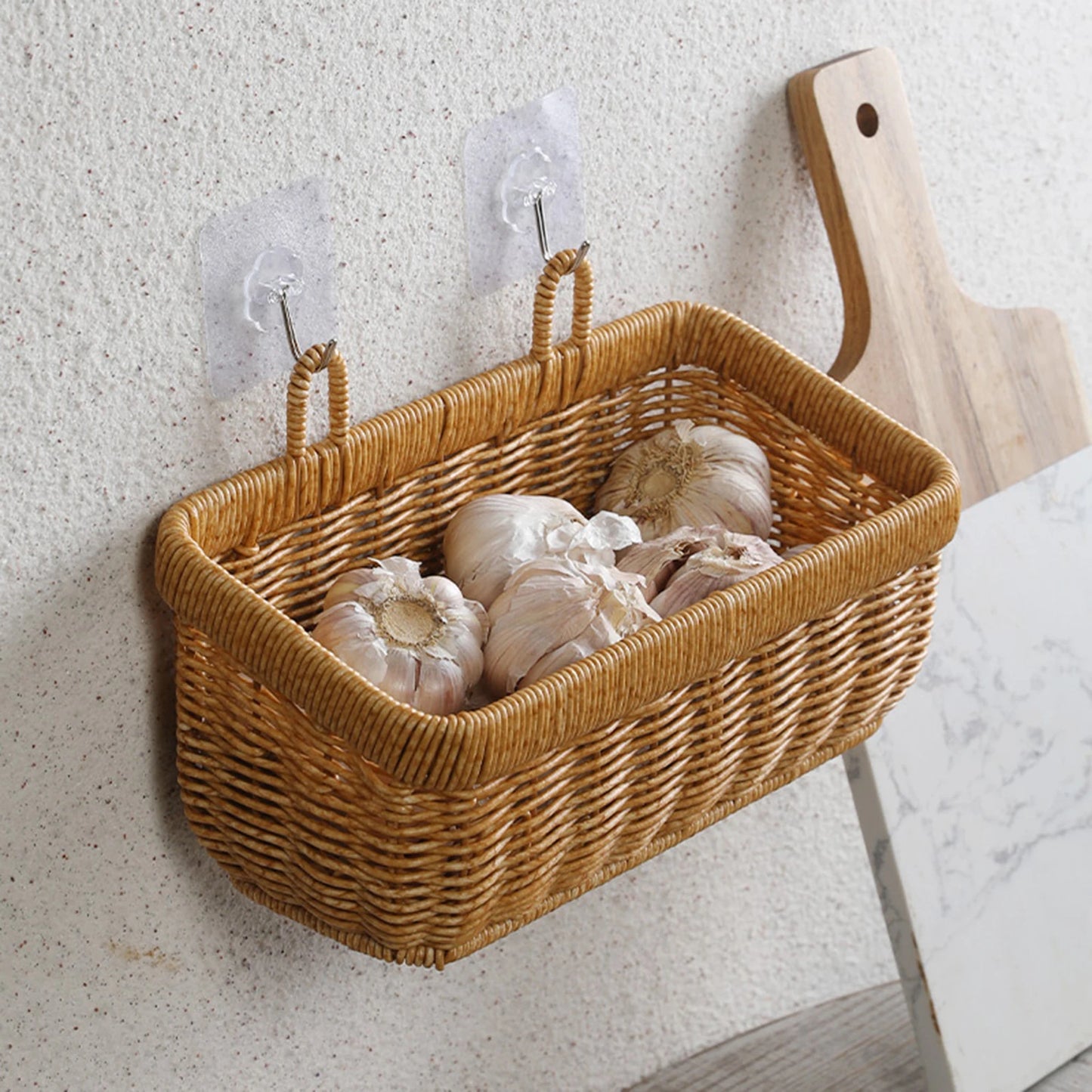 Storage Basket Wall Hanging Woven Basket Kitchen Vegetables Organzier Sundries Organizer Flower Plant Pot Storage Home Decor