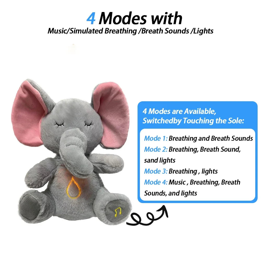 4 Modes Baby Breathing Soothing Elephant Plush Toy