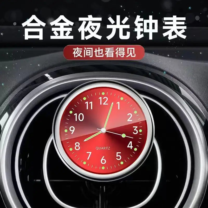 Luminous Car Clock Automobiles Internal Stick-On Watch Mechanics Quartz Clocks Auto Ornament 40mm Mini Digital Clock