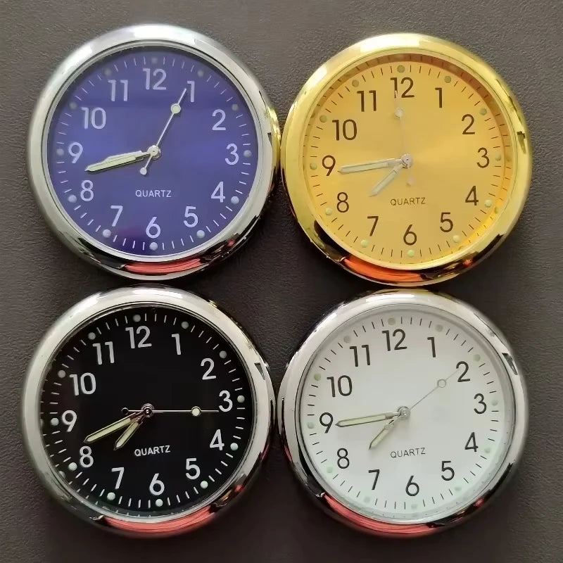 Luminous Car Clock Automobiles Internal Stick-On Watch Mechanics Quartz Clocks Auto Ornament 40mm Mini Digital Clock