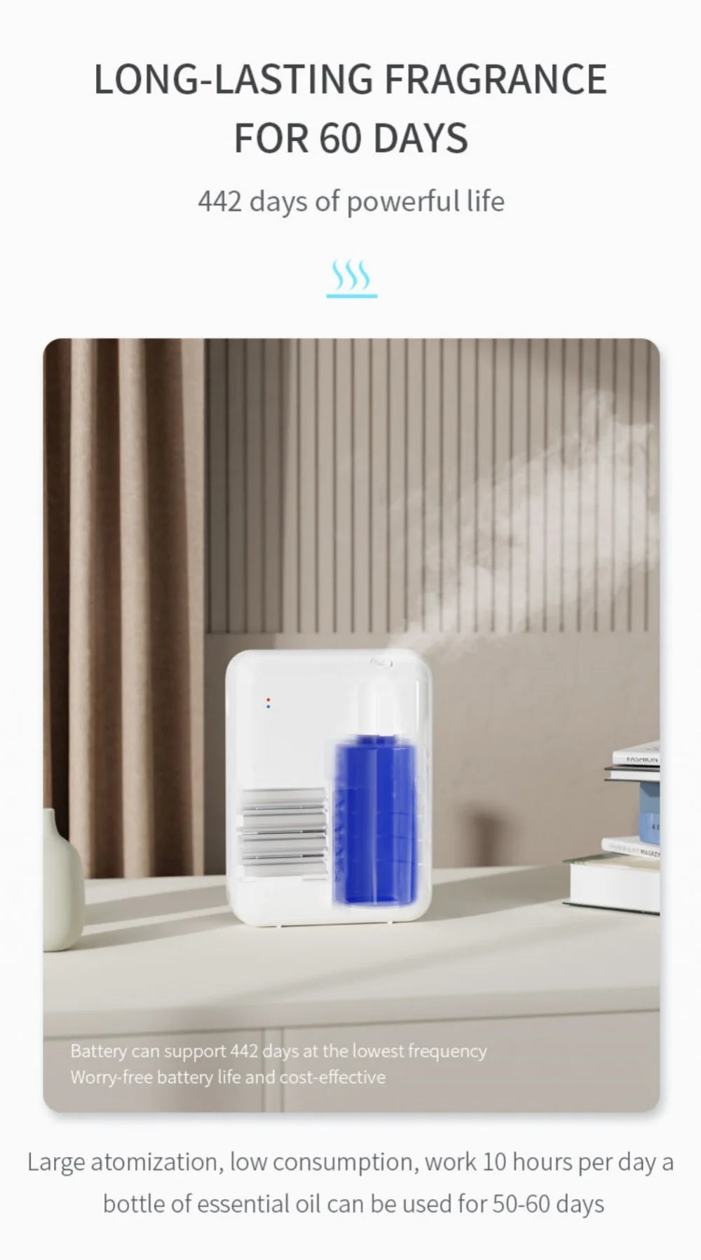 Fragrance Diffuser Electric Smell For Home Room Fragrance Waterless Diffuser Bluetooth Control Coverage 300m³ Air Freshener