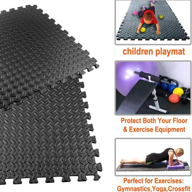 1-16Pcs 30*30cm Sports Gym Mat, Eva Foam Mats for Floor Leaf Grain Floor Mats Yoga Fitness Non-Slip Splicing Rugs Shock Play Mat