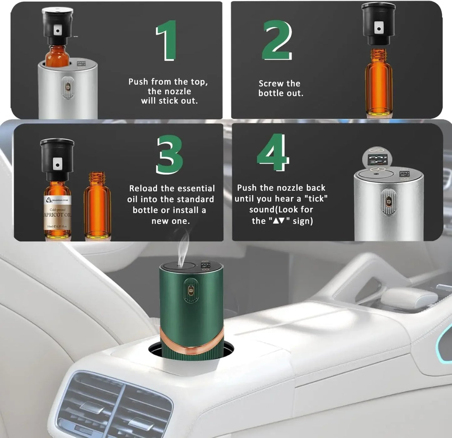 Flavoring Diffuser Car Air Fresheners HD Digital Display Portable Waterless Room Fragrance Diffuser For Home Office Bedroom