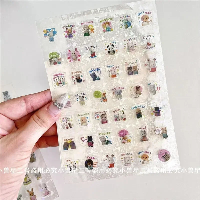 Cute Sylvanian Families Cartoon Stickers Kawaii Girls Kids Calico Critter Anime Decals Toys DIY Laptop Phone Waterproof Sticker