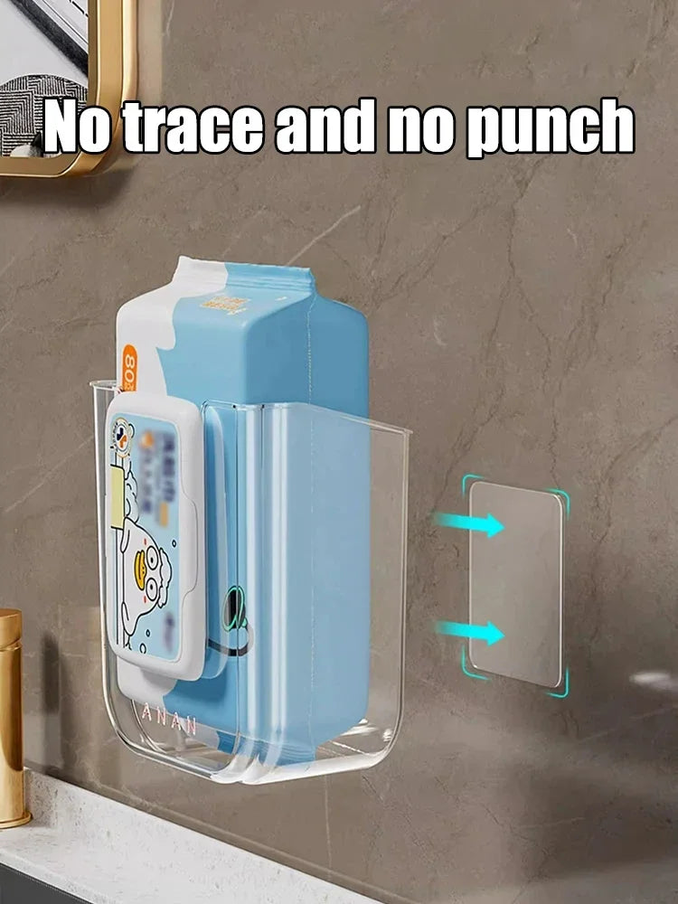Tissue Box Bathroom Non Perforated Wall Mounted Wet Tissue Storage Box with Large Opening and Strong Load-bearing Capacity