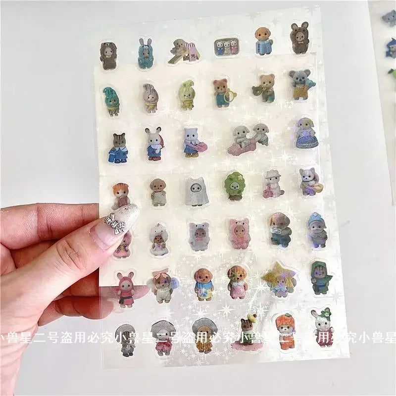 Cute Sylvanian Families Cartoon Stickers Kawaii Girls Kids Calico Critter Anime Decals Toys DIY Laptop Phone Waterproof Sticker