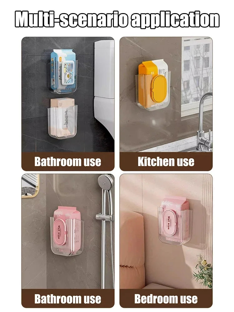 Tissue Box Bathroom Non Perforated Wall Mounted Wet Tissue Storage Box with Large Opening and Strong Load-bearing Capacity