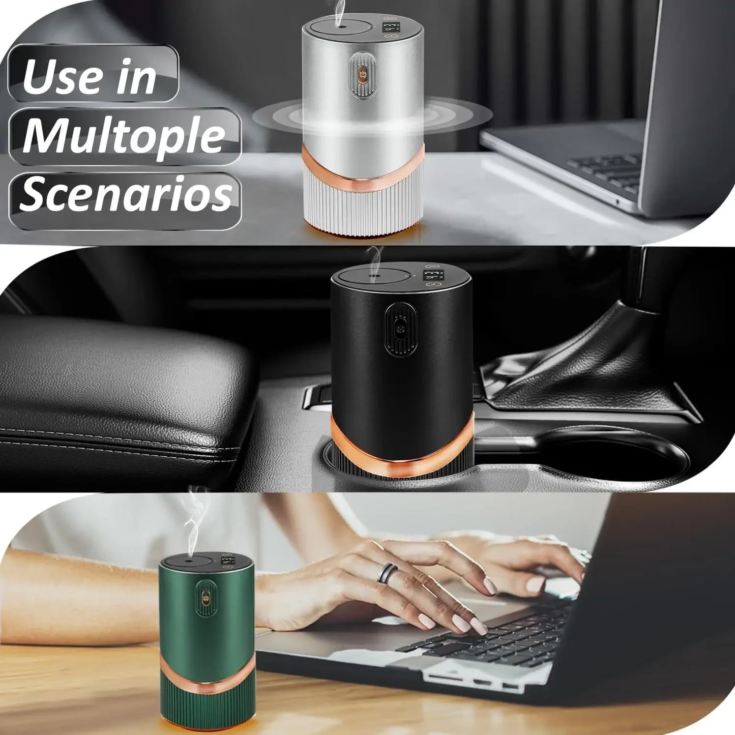 Flavoring Diffuser Car Air Fresheners HD Digital Display Portable Waterless Room Fragrance Diffuser For Home Office Bedroom