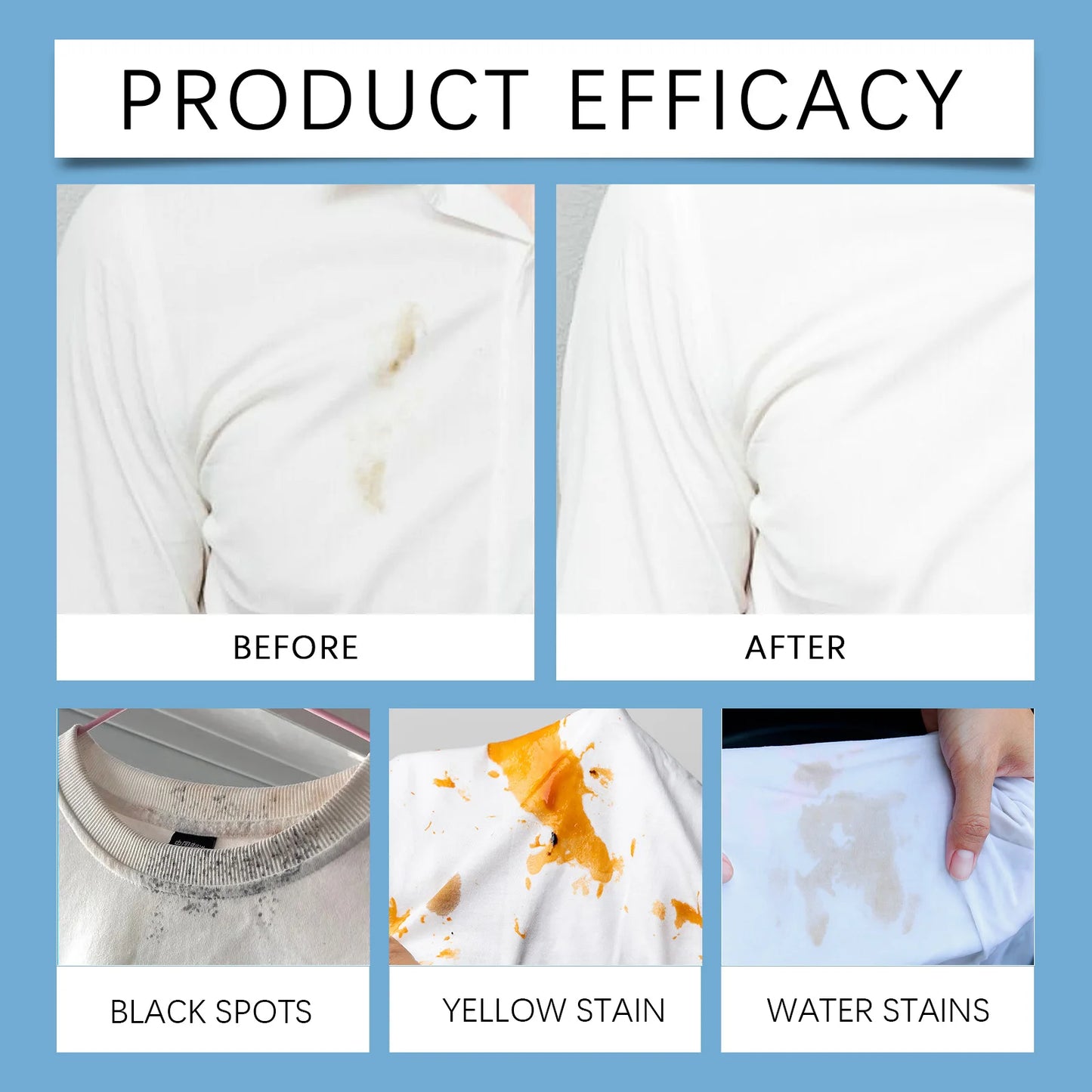 120ml Stain Remover Spray Effectively Clean Stubborn Stains Eliminate Odor Remove Yellowing & Whitening No Irritation No Residue