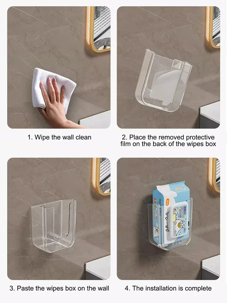 Tissue Box Bathroom Non Perforated Wall Mounted Wet Tissue Storage Box with Large Opening and Strong Load-bearing Capacity