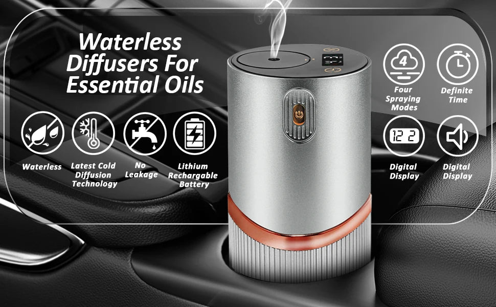 Flavoring Diffuser Car Air Fresheners HD Digital Display Portable Waterless Room Fragrance Diffuser For Home Office Bedroom