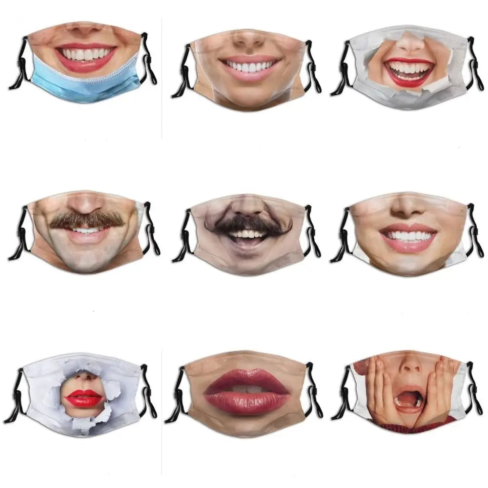 Facial Expression 3D Three-dimensional Mask Personality Breathable Funny Printed Mask Creative Printed Party Cosplay Mask Warmer