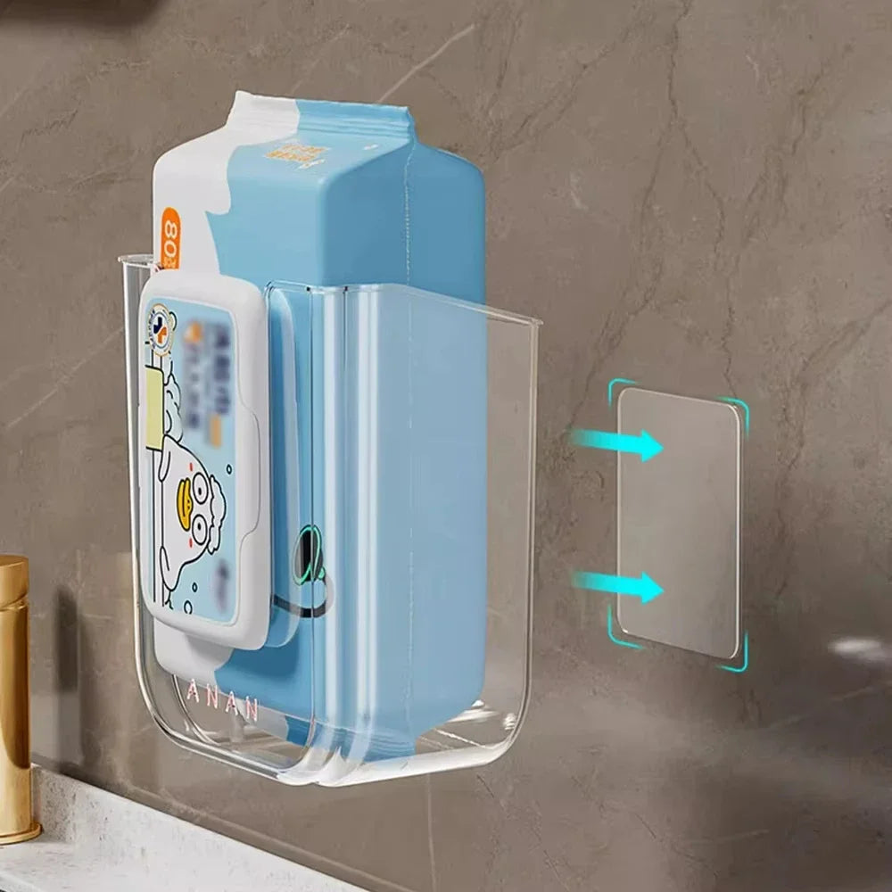 Tissue Box Bathroom Non Perforated Wall Mounted Wet Tissue Storage Box with Large Opening and Strong Load-bearing Capacity
