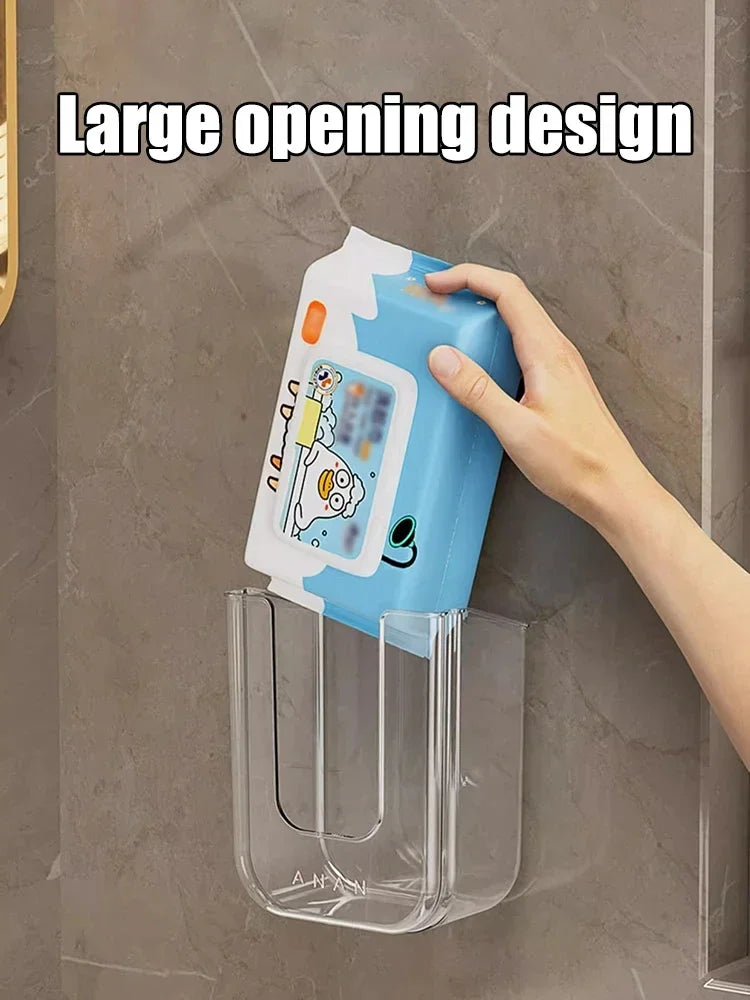 Tissue Box Bathroom Non Perforated Wall Mounted Wet Tissue Storage Box with Large Opening and Strong Load-bearing Capacity