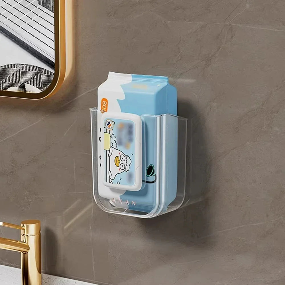 Tissue Box Bathroom Non Perforated Wall Mounted Wet Tissue Storage Box with Large Opening and Strong Load-bearing Capacity