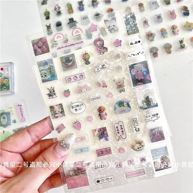 Cute Sylvanian Families Cartoon Stickers Kawaii Girls Kids Calico Critter Anime Decals Toys DIY Laptop Phone Waterproof Sticker