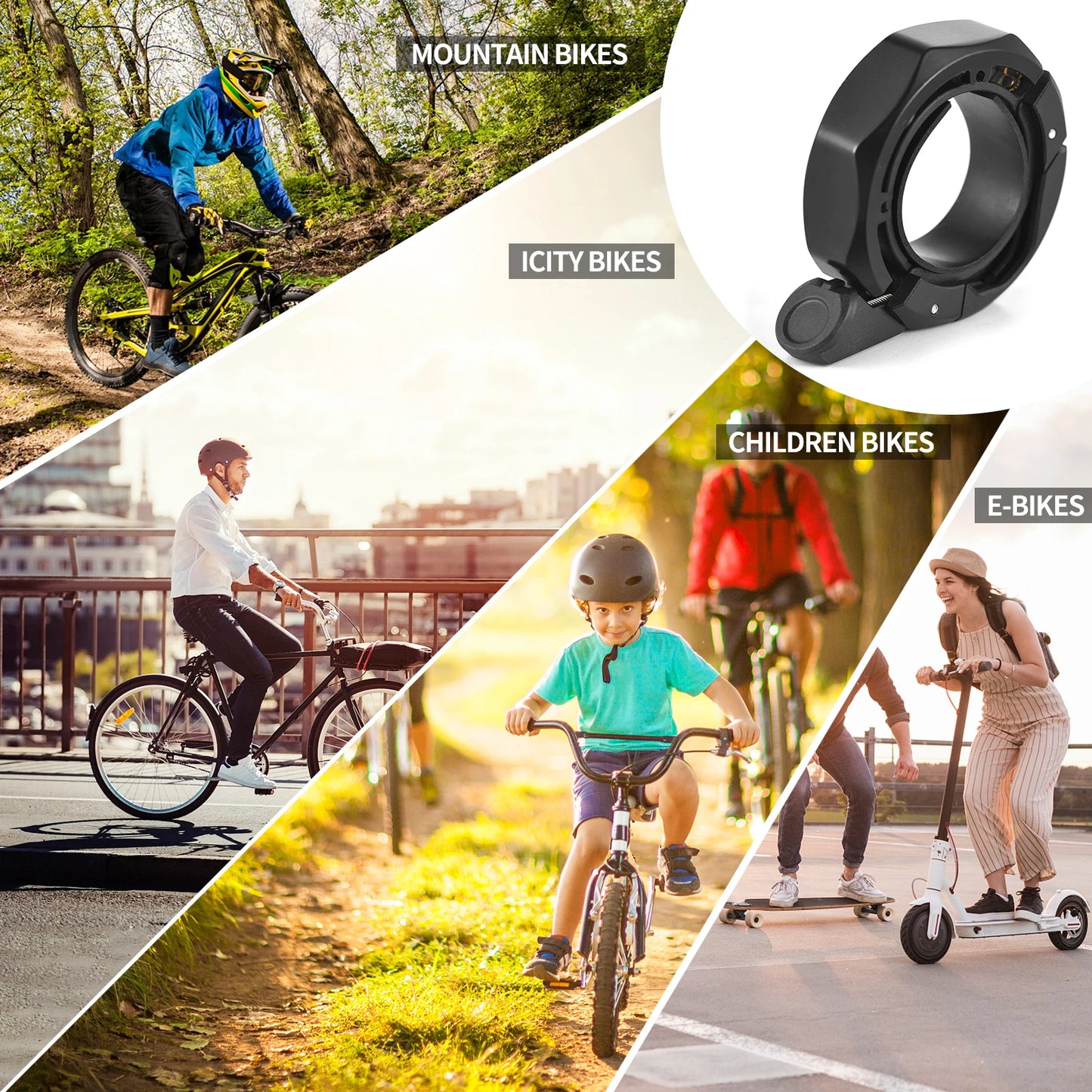 Bike Bell Bicycle Ring Bell with Loud Crisp Clear Sound for Mountain Bike Road Bike Electric Bike