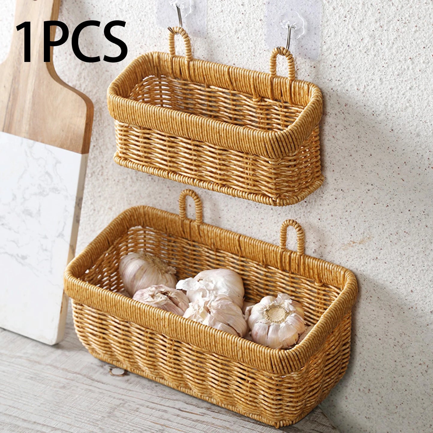 Storage Basket Wall Hanging Woven Basket Kitchen Vegetables Organzier Sundries Organizer Flower Plant Pot Storage Home Decor