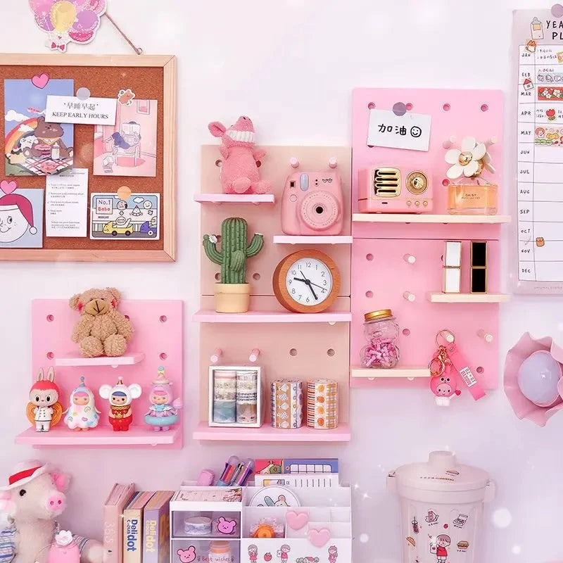 Home Decor Wall Shelves Decoration Hole Board Wall Storage Rack Storage Shelf Kitchen Bedroom Hanging Wall Shelves Wall Decor