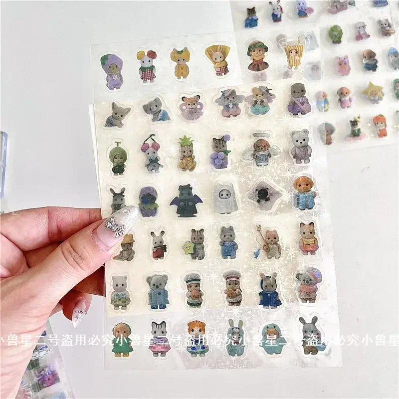 Cute Sylvanian Families Cartoon Stickers Kawaii Girls Kids Calico Critter Anime Decals Toys DIY Laptop Phone Waterproof Sticker