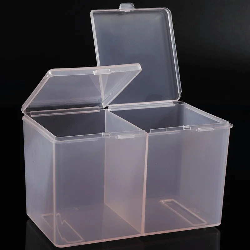 1pc Clear Makeup Storage Box With Lid, 2-grid Dustproof Storage Box For Skincare Makeup And Sundries, Countertop & Vanity Storag