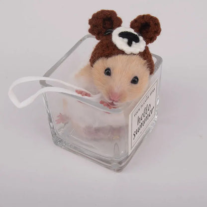 Handmade Knitted Hat for Small Animal, Mini Hand Pet Hat Tiny Hamster Hat for Parrot Snake Cute Chipmunk Guinea Pig Accessories