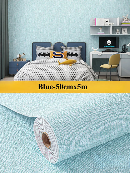 50cmx5m Linen Wallpaper Self-adhesive Waterproof Removable Wallpaper for Bedroom Livingroom Wall Decor