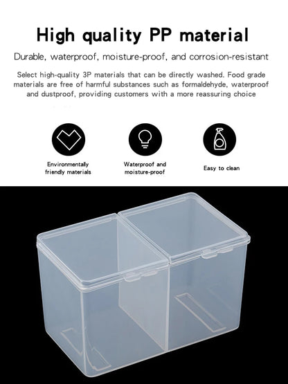1pc Clear Makeup Storage Box With Lid, 2-grid Dustproof Storage Box For Skincare Makeup And Sundries, Countertop & Vanity Storag