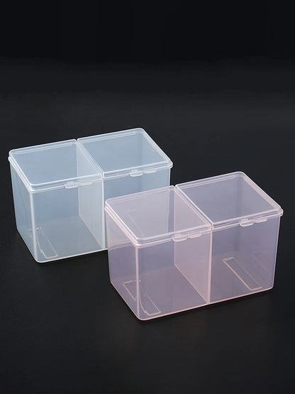 1pc Clear Makeup Storage Box With Lid, 2-grid Dustproof Storage Box For Skincare Makeup And Sundries, Countertop & Vanity Storag