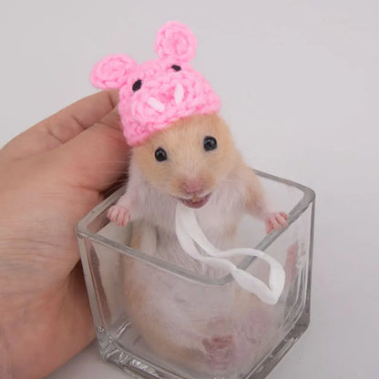 Handmade Knitted Hat for Small Animal, Mini Hand Pet Hat Tiny Hamster Hat for Parrot Snake Cute Chipmunk Guinea Pig Accessories