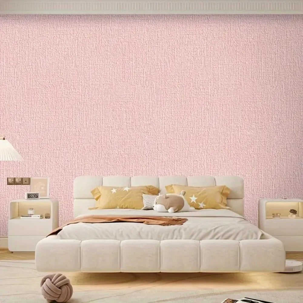 50cmx5m Linen Wallpaper Self-adhesive Waterproof Removable Wallpaper for Bedroom Livingroom Wall Decor