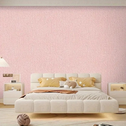 50cmx5m Linen Wallpaper Self-adhesive Waterproof Removable Wallpaper for Bedroom Livingroom Wall Decor