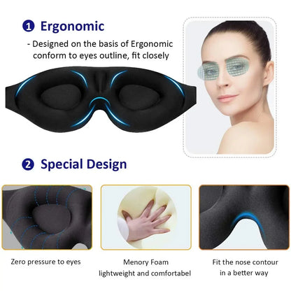 3D Contoured Eye Mask – Light Blocking Sleep Mask for Women & Men
