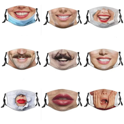 Facial Expression 3D Three-dimensional Mask Personality Breathable Funny Printed Mask Creative Printed Party Cosplay Mask Warmer